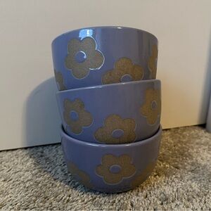 Floral Patterned Purple Ice Cream Bowls